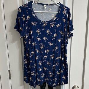 Floral Navy Blue Women's Nursing Top